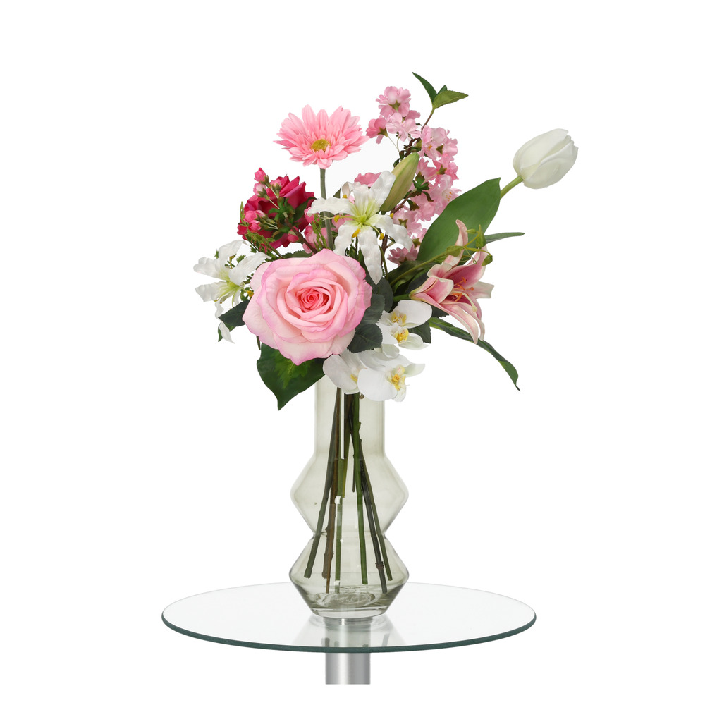 Bouquet artificiel entrelacé sophie malaga rose/blanc