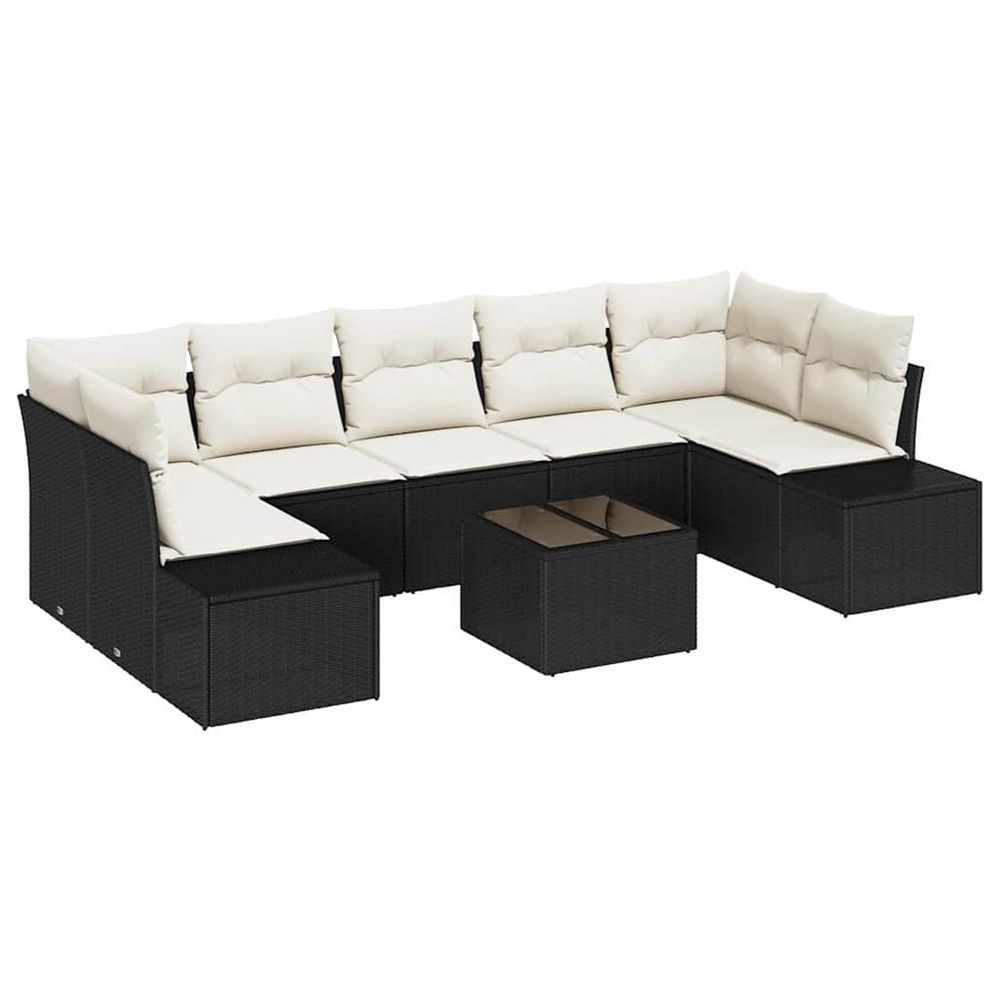 Ensemble de canapé de jardin 8 pc noir polyrotin