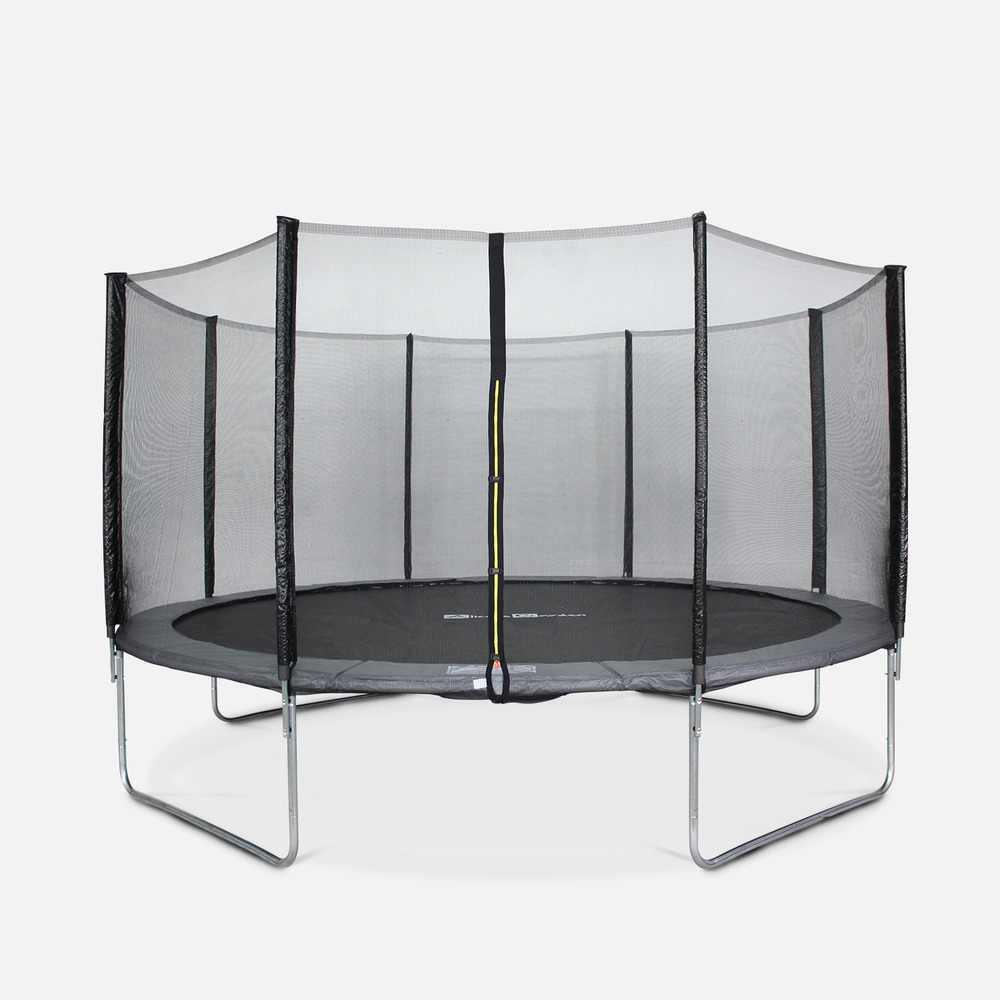 Trampoline rond ø 430cm gris avec son filet de protection - vénus - trampoline de jardin 430cm 4m| qualité pro. | normes eu