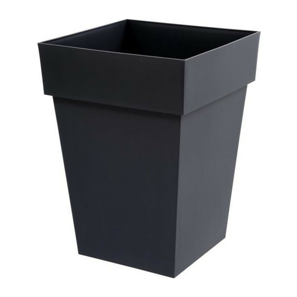 Eda pot de fleur mi-haut carre toscane - 39 x 39 x h 53 cm - 51 l - gris anthracite
