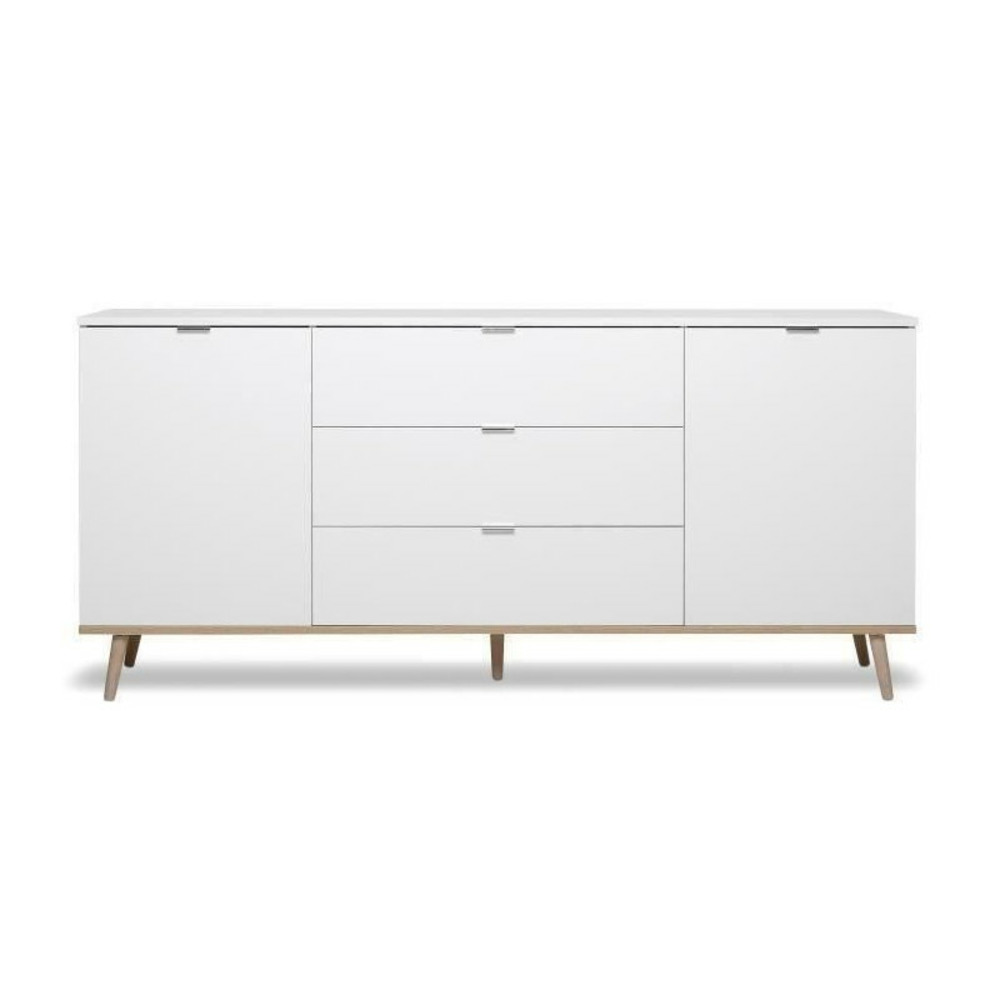 Goteborg buffet bas - style scandinave - decor chene et blanc - l 180 cm