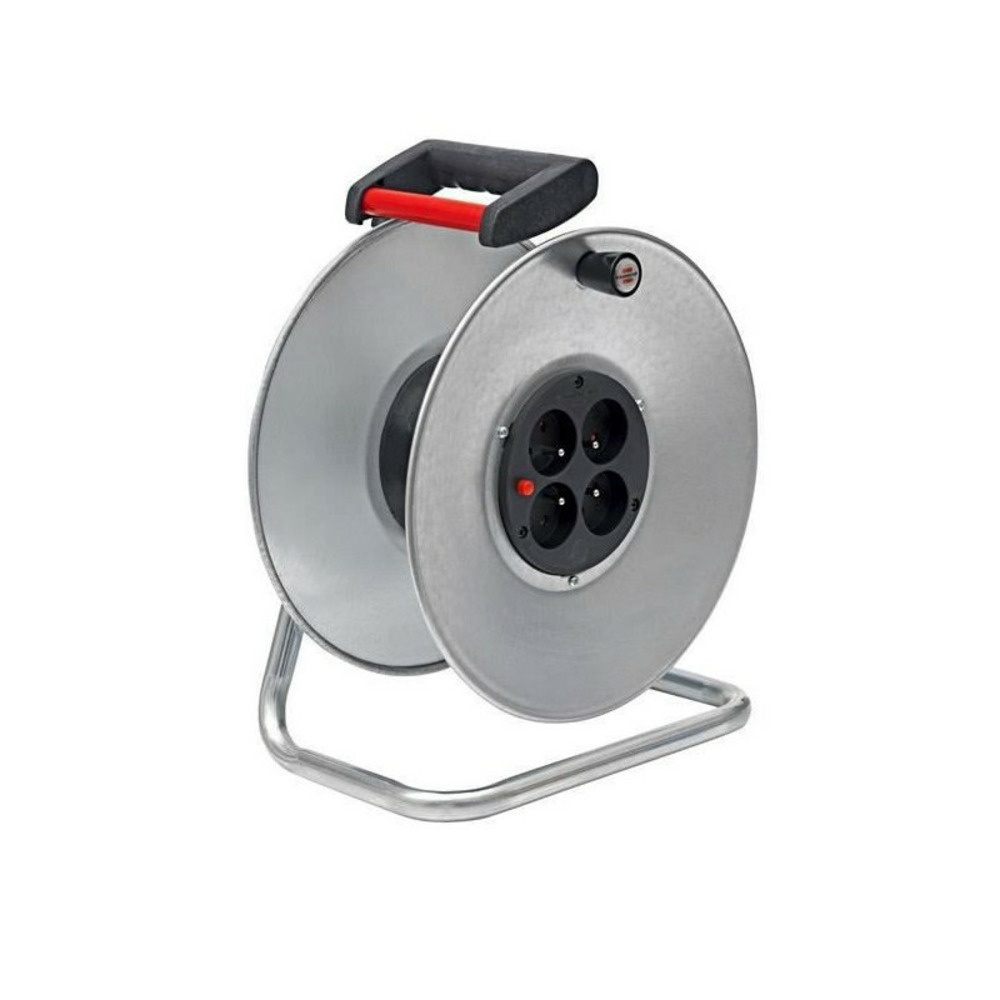 Brennenstuhl enrouleur de cable silver avec 4 prises - livre sans cable - fabrication francaise