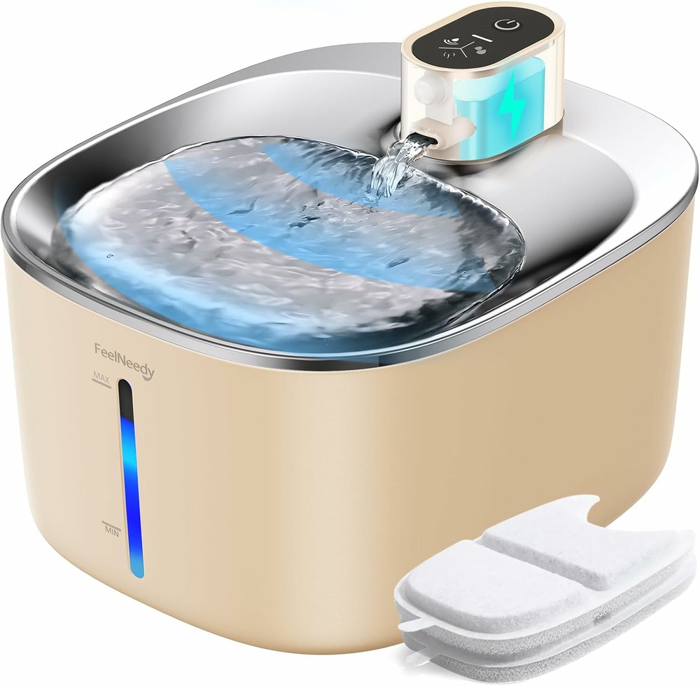 Fontaine a eau de 4l pour chat sans fil avec detecteur de mouvement kaki foncé