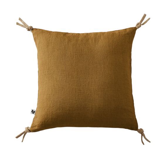 Coussin pompons lin lave collection soline