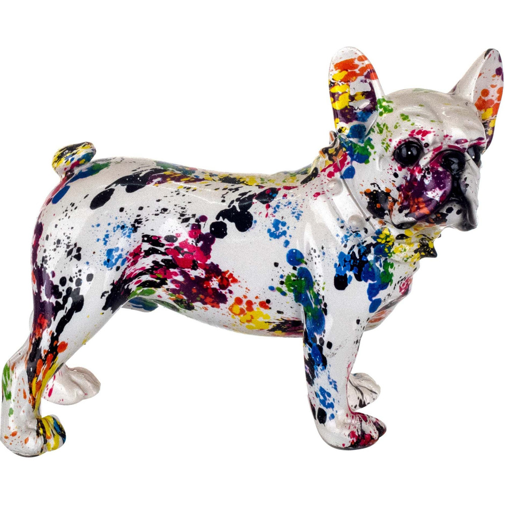 Bouledogue français en résine graffiti tâches de peinture tâches de peinture