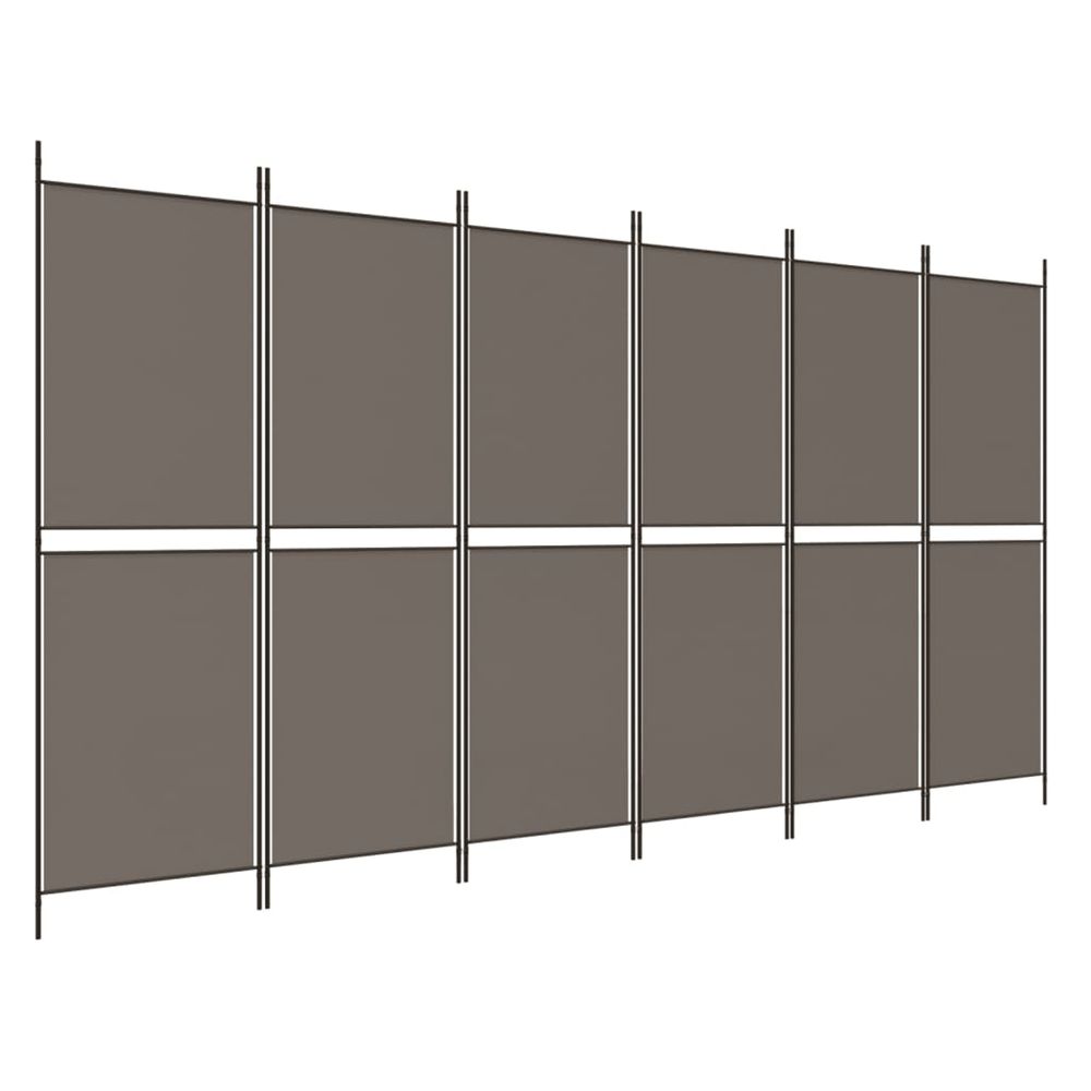 Cloison de séparation 6 panneaux anthracite 300x200 cm tissu