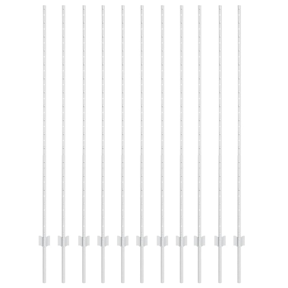 Poteau de clôture. 11 pcs argenté 150 cm acier
