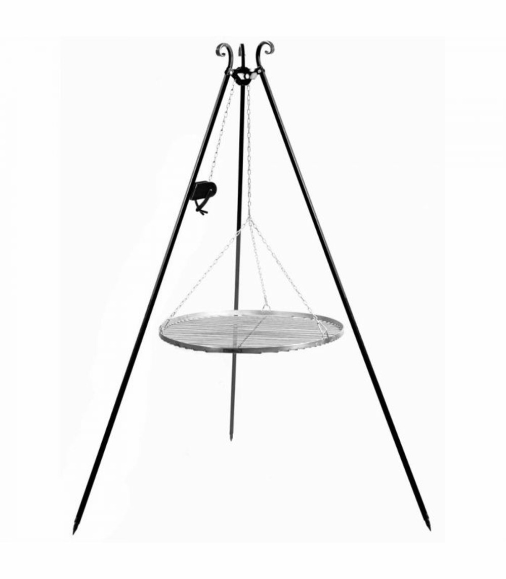 Grille pour braséro suspendue sur trépied, 50cm de diamètre, treuil inclus, cookking, 21375