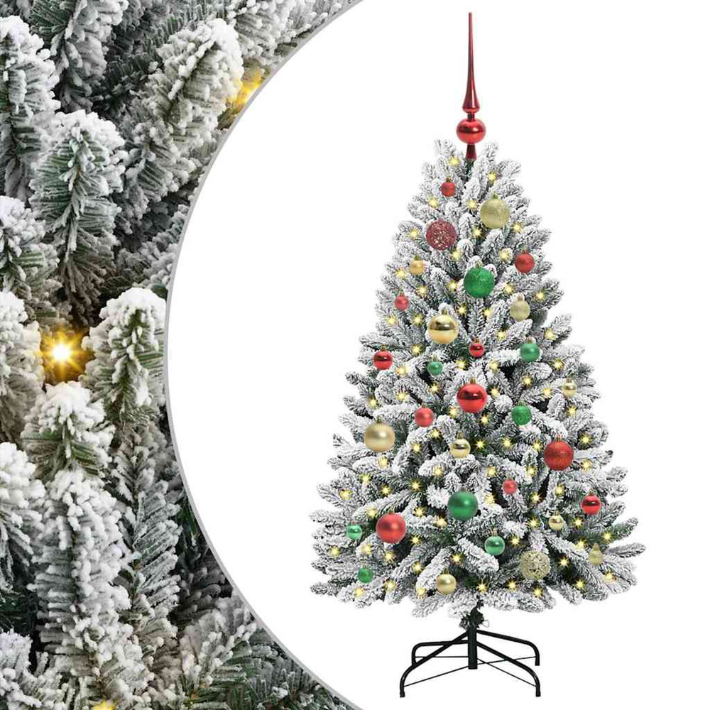 Sapin de noël artificiel vert et blanc 120 cm pvc et métal