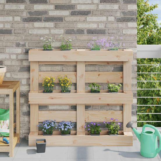 Boîtes fleurs modulaires polypropylène extérieur jardin vertical palette euro 24pcs gris