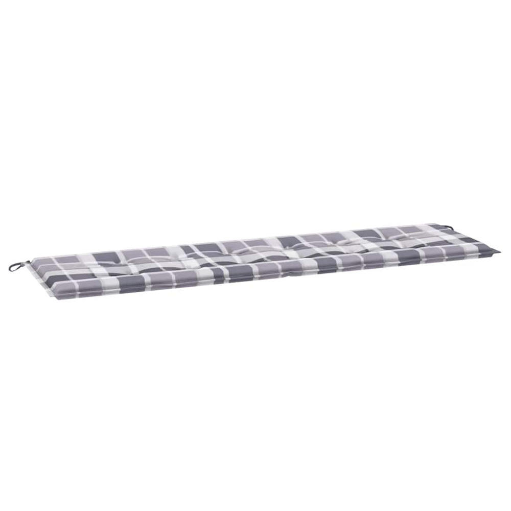 Coussin de banc de jardin motif à carreaux gris 180x50x4 cm