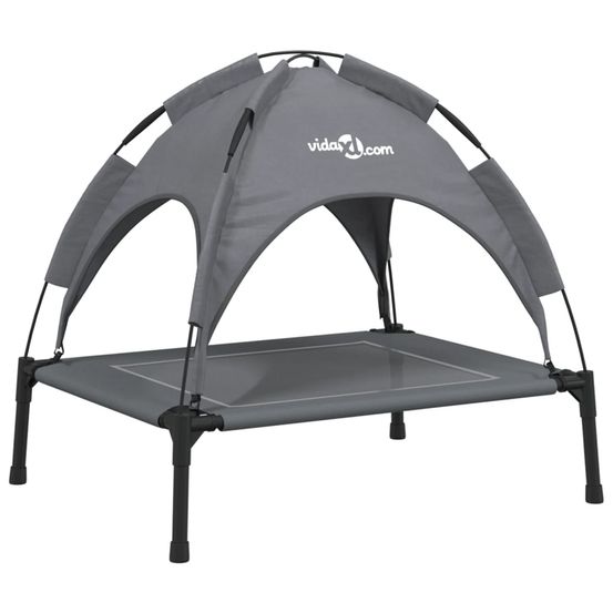 Lit pour chien avec auvent anthracite tissu oxford et acier