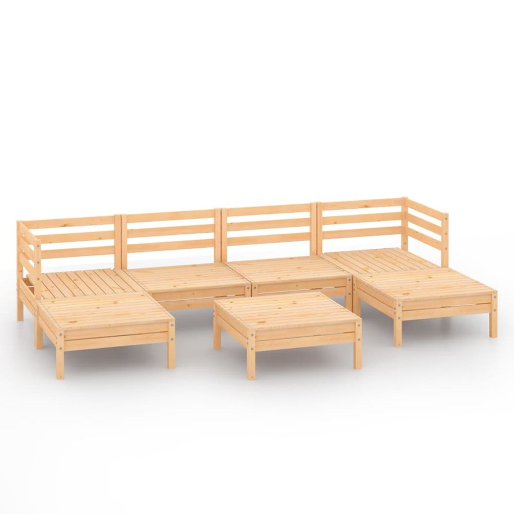Salon de jardin 7 pcs bois de pin massif