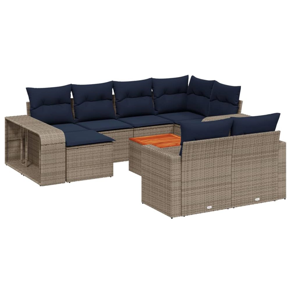 Ensemble de canapé de jardin 11 pcs avec coussins gris