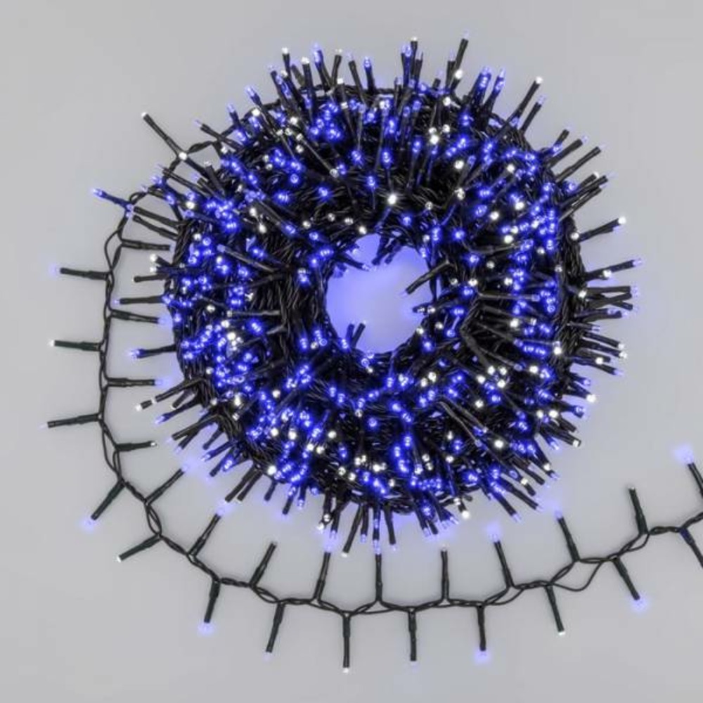 Guirlande lumineuse boa 20m d6cm 1000 mini led bleu et blanc froid multiflash 31v ip44 lotti