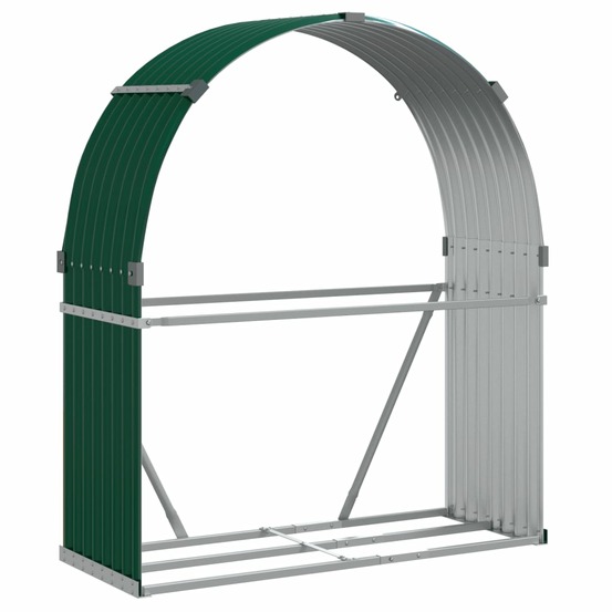 Porte-bûches vert 120x45x140 cm acier galvanisé