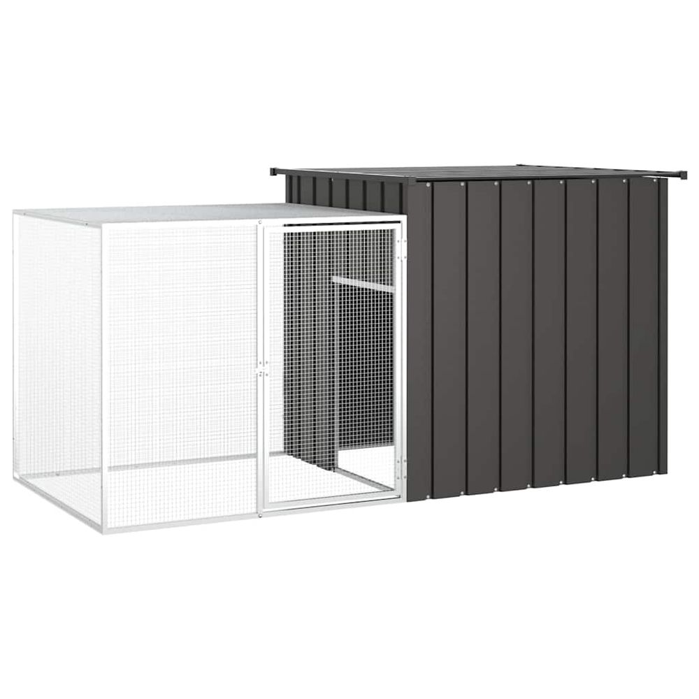 Poulailler extérieur enclos en acier galvanisé 200x91x100cm anthracite