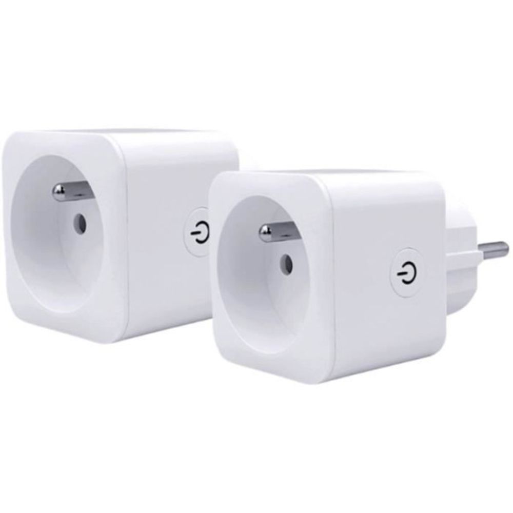 Lot de 2 prises connectées wi-fi + bt - - priska fr dual pack - 16 a - avec compteur de consommation