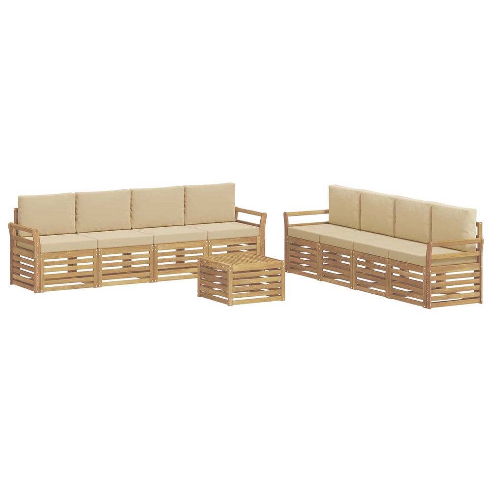 Ensemble de canapés d'extérieur 9 pc blanc et beige polyester