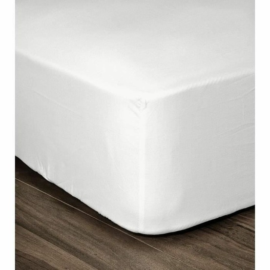Drap housse 100% coton 160 x 200 x 30 cm blanc