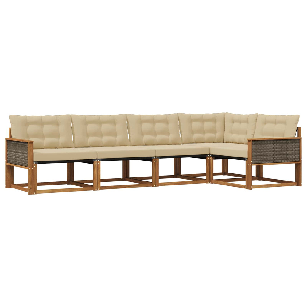 Ensemble de canapés d'extérieur 5 pcs naturel et beige