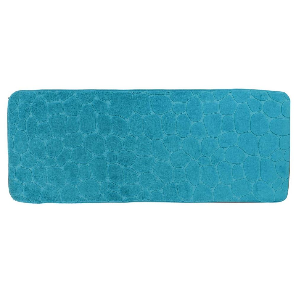 Tapis memoire de forme microfibre galet 45x120 cm - bleu canard