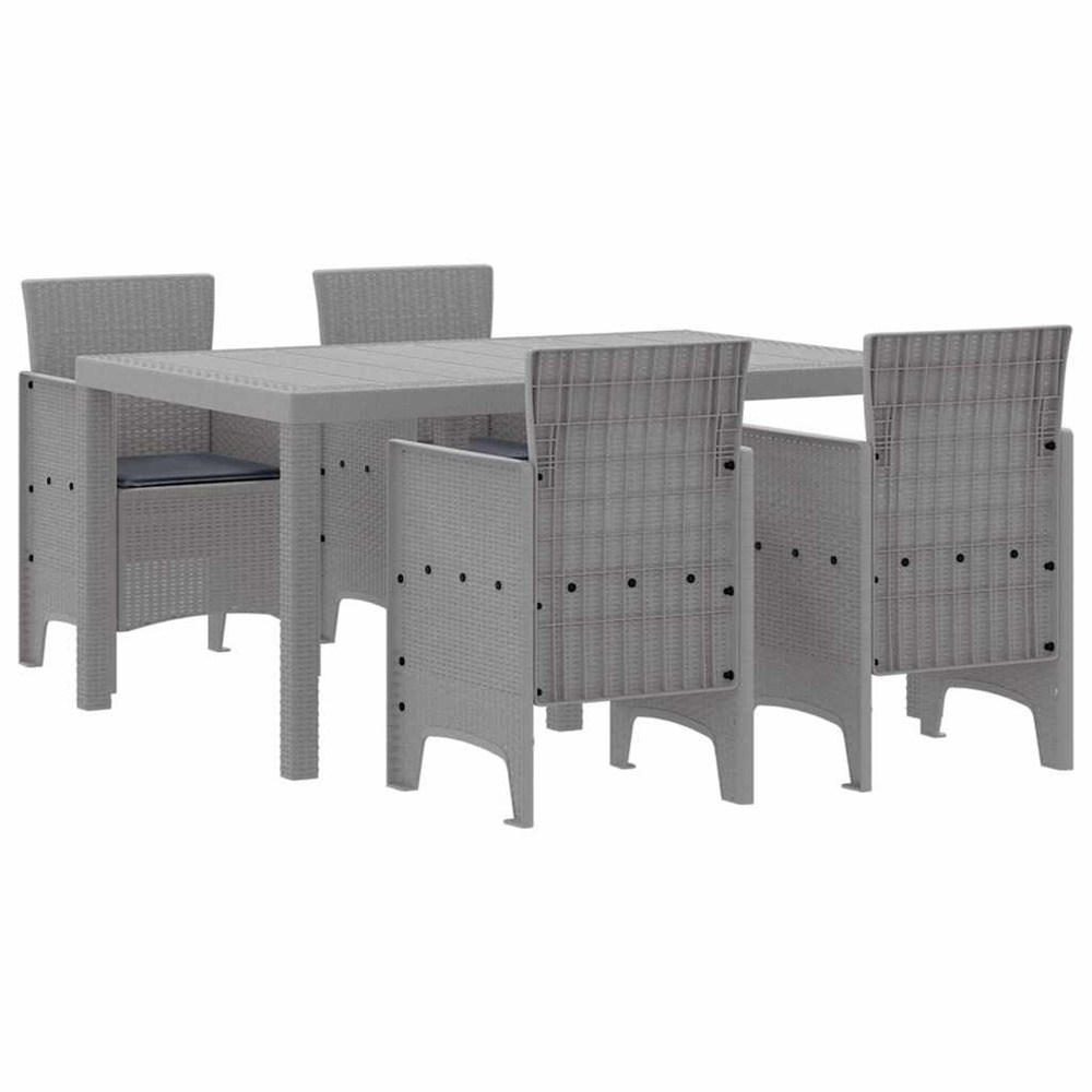 Ensemble de salle à manger pour jardin 5 pcs gris clair