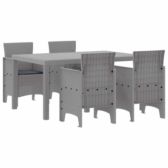 Ensemble de salle à manger pour jardin 5 pcs gris clair
