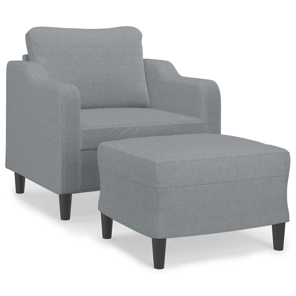 Fauteuil avec repose-pied gris clair 60 cm tissu