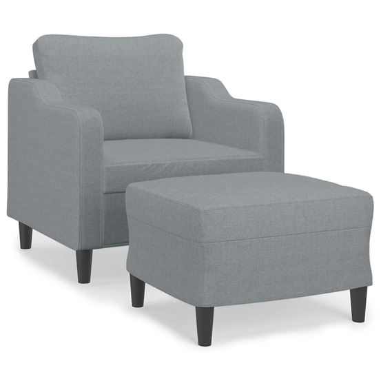 Fauteuil avec repose-pied gris clair 60 cm tissu