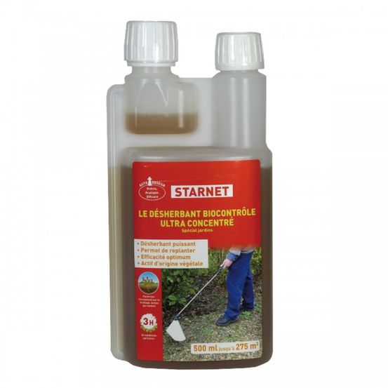 Désherbant concentré cours allées terrasses biocontrôle autodoseur 500ml