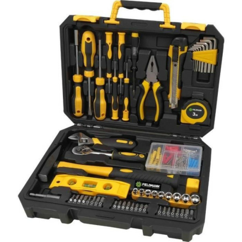 Ensemble d'outils - fieldmann - fdg 5013-138r - 138 pieces - mallette en plastique - outils polyvalents