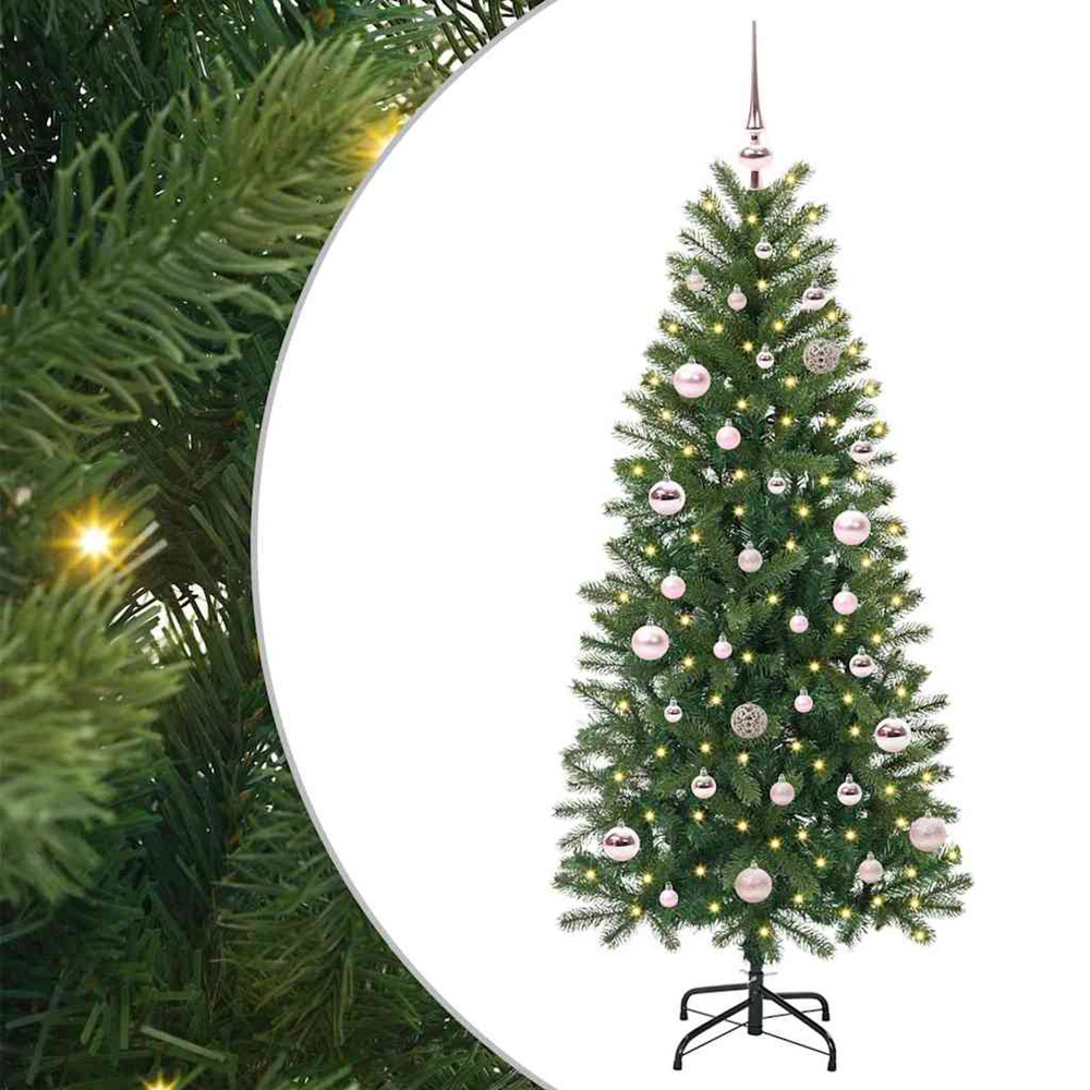 Sapin de noël artificiel avec 150 led vert 150 cm pe et pvc