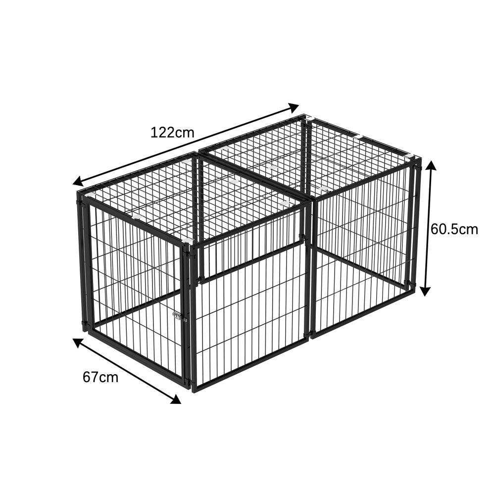 Parc modulaire pour chien acier anti-rouille porte flexible 122x67x60.5cm noir - comfortxl outdoor living