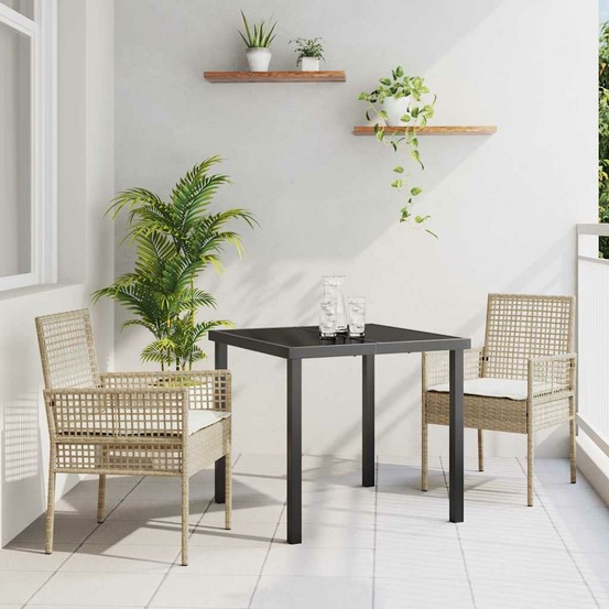 Ensemble de salle à manger pour jardin 3 pcs beige polyrotin
