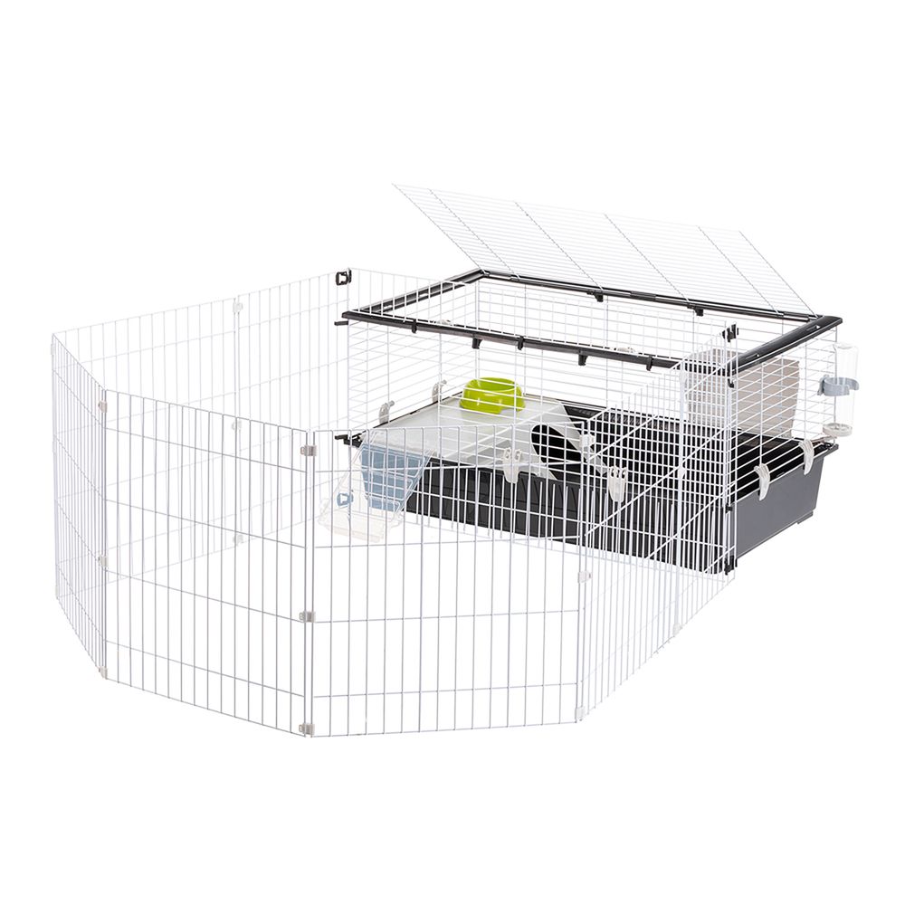 Ferplast cage lapin parkhome 100, cochon d'inde, avec enclos pour lapins domestiques, niche et abreuvoir, 95 x 177,5 x h 56 cm, en