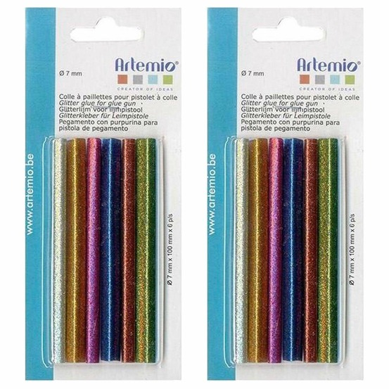 12 recharges pistolet à colle 7 mm - paillettes