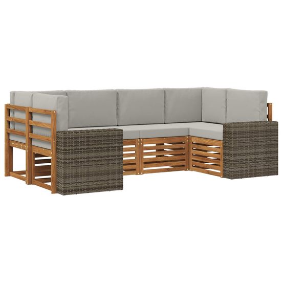 Ensemble de canapé d'angle 6 pcs naturel et gris clair