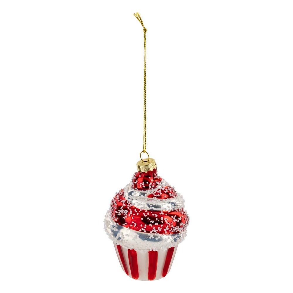 Sujet cupcake verre h.10cm rouge et blanc