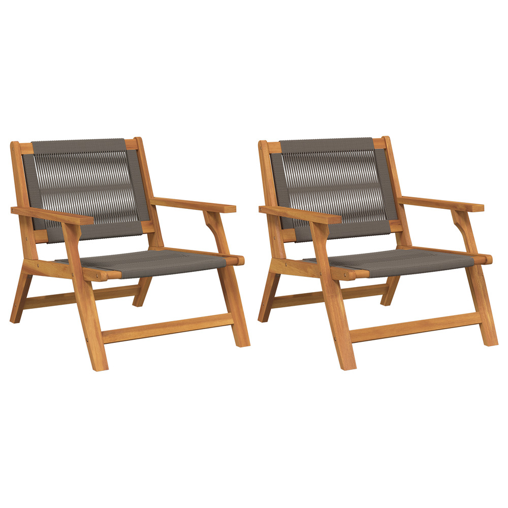 Chaises de jardin 2 pcs grises 67x77x73 cm bois massif d'acacia