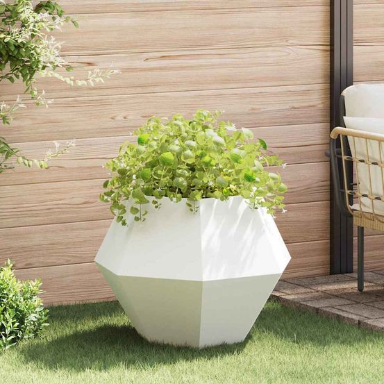 Jardinière carrée en acier pour jardin terrasse 75x75x60 cm blanc