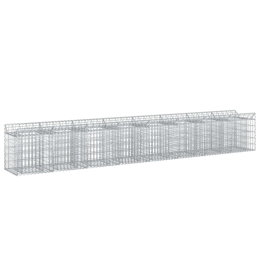 Lit surélevé gabion 2 pcs argenté 400 x 50 x 60 cm