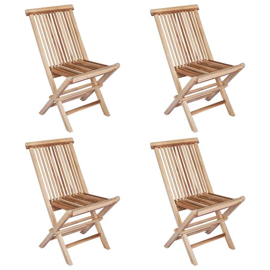 Chaise de jardin pliante 4 pc naturel bois de teck massif