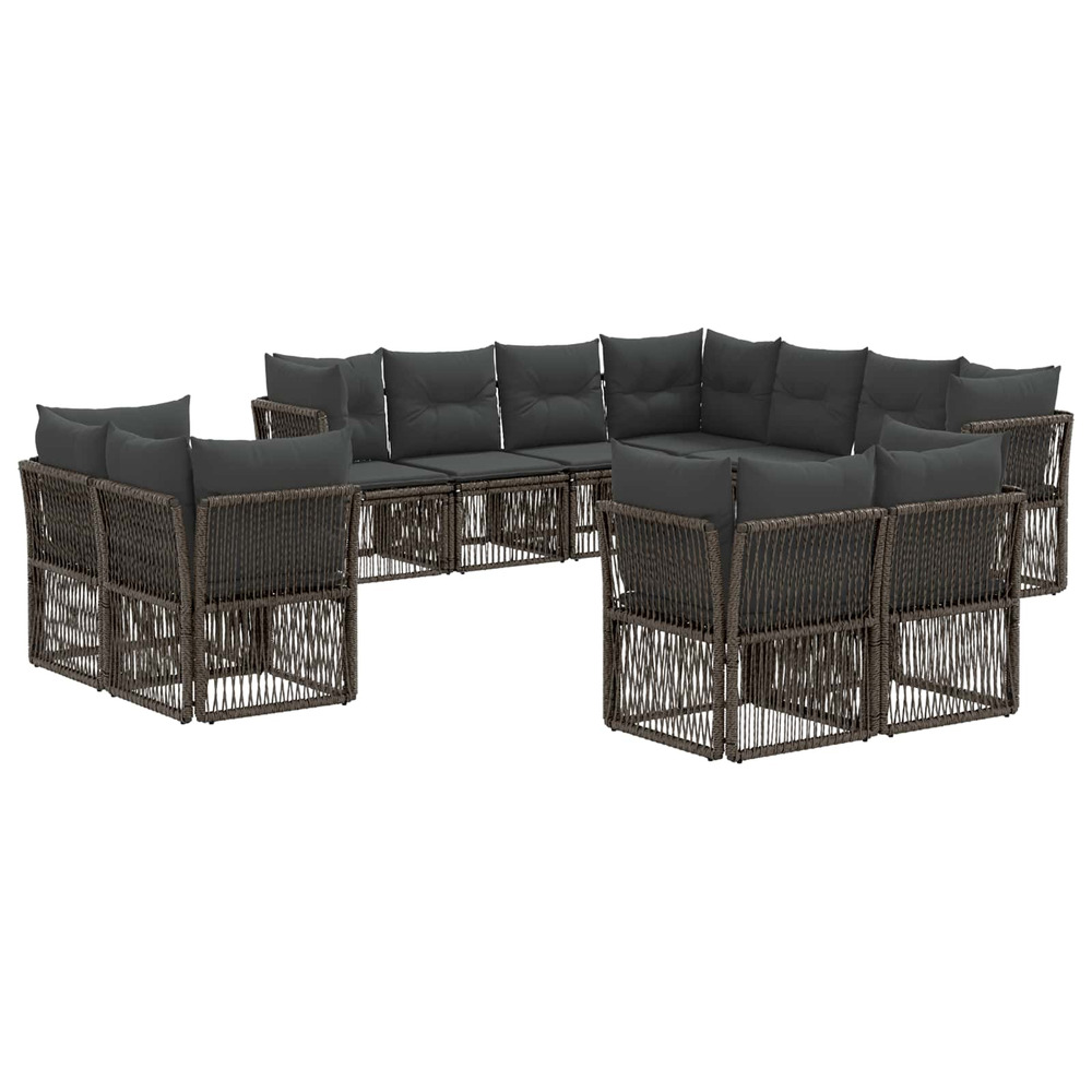 Ensemble de canapé de jardin 11 pcs gris polyrotin