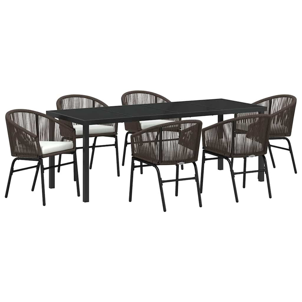 Ensemble de salle à manger pour jardin 7 pcs marron