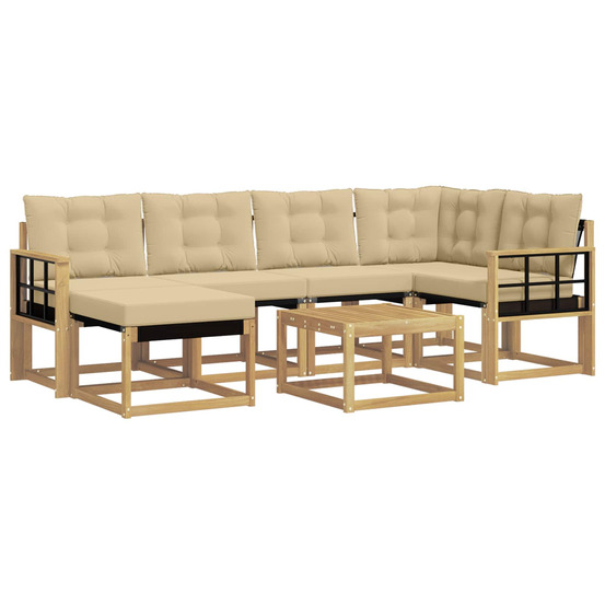 Ensemble de canapés d'extérieur 7 pcs blanc et beige