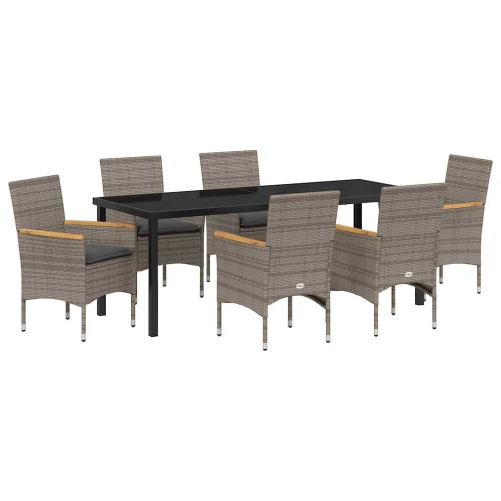Ensemble de salle à manger pour jardin 7 pc gris polyrotin