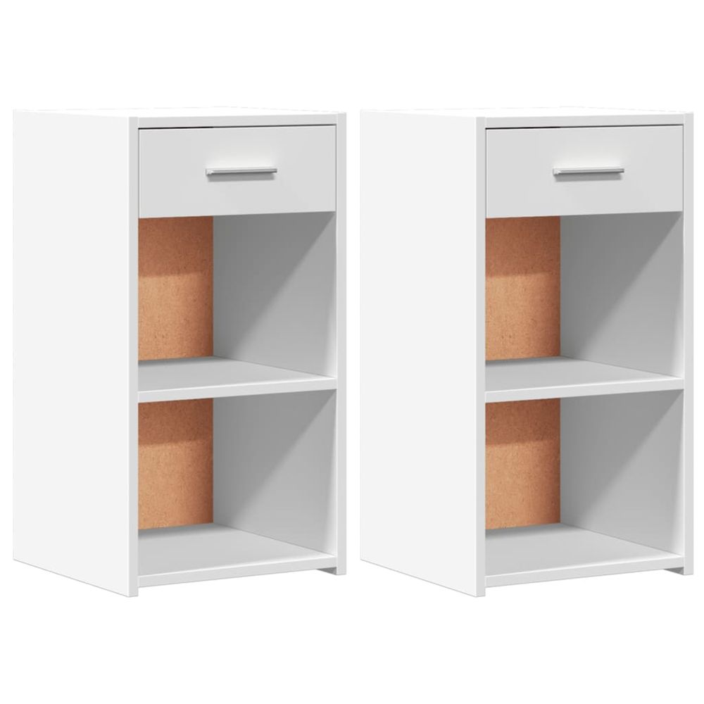 Tables de chevet 2 pcs blanc 35x34x65 cm bois d'ingénierie