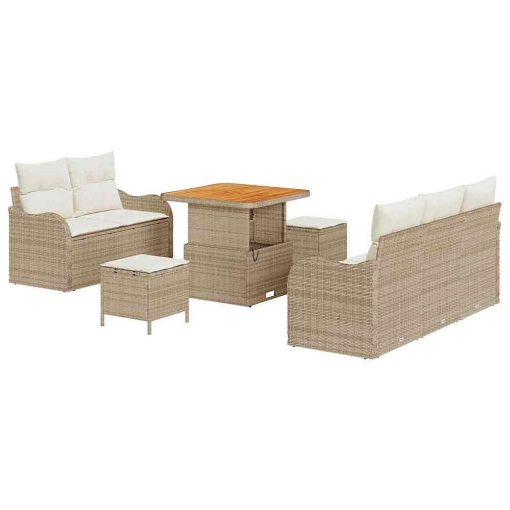 Ensemble de canapé de jardin 8 pc beige polyrotin
