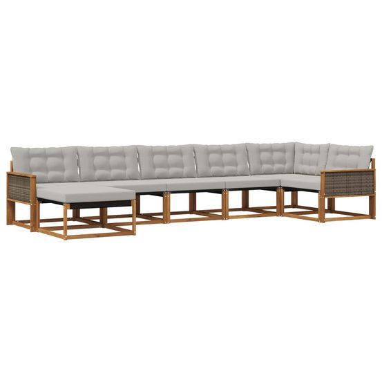 Ensemble de canapés d'extérieur 7 pc naturel et gris clair